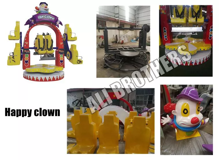 Kids outdoor amusement park rides 10 seat happy clown ride for sale