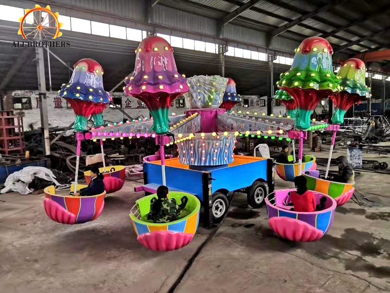 portable amusement Jellyfish ride happy jellyfish ride with trailer for sale