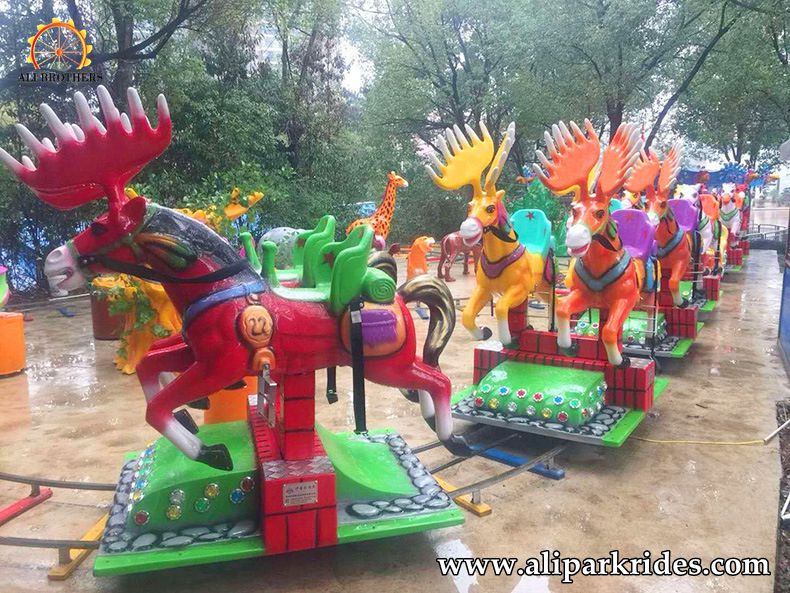 amusement park family rides track train mini happy horse train